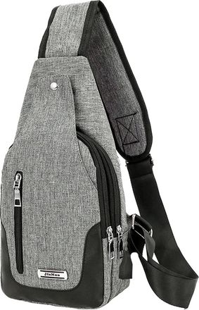 Generic Bag For Men Shoulder Backpack Chest Bags Crossbody Daypack With USB Cable For Hiking Camping Outdoor Trip Lunch Bag with Shoulder Strap (Grey, One Siz