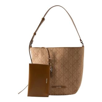 Calvin Klein Borsa a secchiello Emblem Jacquard - - Bags - Donna - Marrone - ONE SIZE