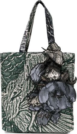 Biyan Shopper met bloemenprint - Groen