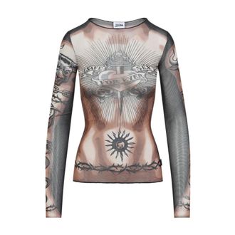 Jean Paul Gaultier Long Sleeve Tops, female, Multicolor, Size: XS Safe Sex Tatoo