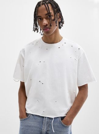 Djab Mens Distressed cropped T-shirt Imported from Seoul