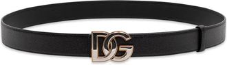 Dolce & Gabbana Cintura Logata Vitello - Heren - Riemen - Zwart - 120 CM - Leer - Accessoires