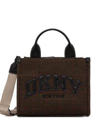 DKNY check-appliqu&eacute; tote bag - women - Polyester/Rayon/Polyurethane - OS - Brown