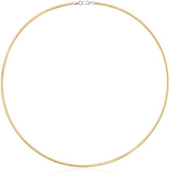 Ross-Simons Italian 2mm Reversible Omega Necklace in Sterling Silver and 18kt Gold Over Sterling
