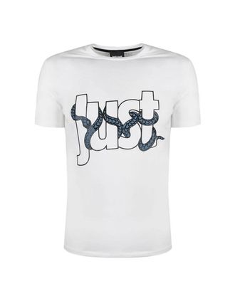 Just Cavalli Mens Just Cavalli Snake Wrapped Logo White T-Shirt - Size: 40