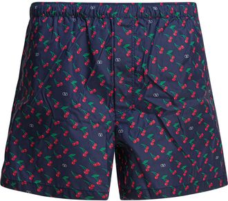 Valentino Mens Cherryfic Swim Short - Navy Nylon - Size EU 46 (Mens)