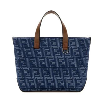 Fendi Tote Bags, male, Blue, Size: ONE SIZE Shopping Bag S Denim Ff/C