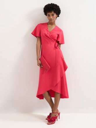 Phase Eight Julissa Short Sleeve Wrap Midi Dress in Pink at Nordstrom, Size 12