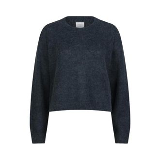 Dante6 Groene crewneck sweater met verlaagde schouders - Dames - Truien - Blauw - Maat: S Wol