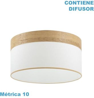 Fabrilamp Pantalla Colgante Cloe M10 Blanca/madera-clara 50dx50dx22h Difusor Incluido