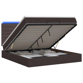 vidaXL Letto Ottomano Con Materasso E Led Marrone Scuro 140 X 190 Cm Vidaxl