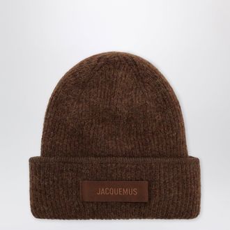 Jacquemus Brown Gros Grain beanie in alpaca blend