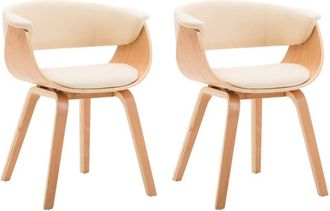 vidaXL Vidaxl - Sillas de comedor 2 uds madera curvada y cuero sintético crema