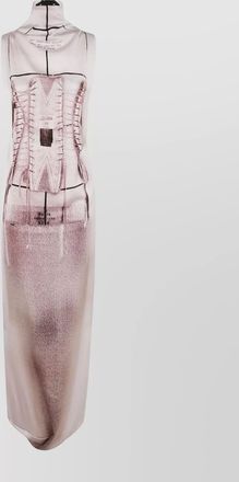 Jean Paul Gaultier draped midi dress with trompe lOEil print