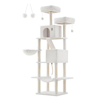 FEANDREA &Aacute;rbol para gatos grandes de 206 cm con plataformas de color blanco