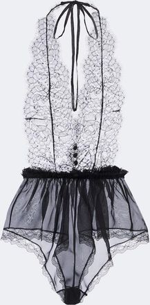 Dolce & Gabbana Sheer silk and cotton-blend lace bodysuit