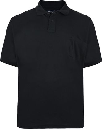 KAM Big and Tall Eton Plain Polo T Shirt with Chest Pocket Cotton Rich Top Large Size Fit JEANBASE Black 2XL