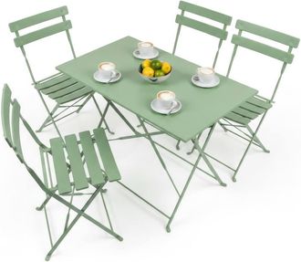 Harbour Housewares 5 Piece Sussex Folding Patio Bistro Set in Green