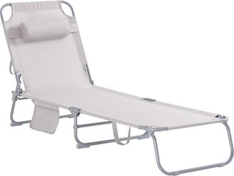 SoBuy Tumbona inclinable de acero plegable con almohada beige