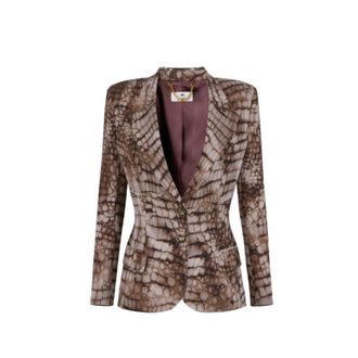 Elisabetta Franchi Blazers, female, Brown, Size: M Bodysuit in viscose georgette fabric