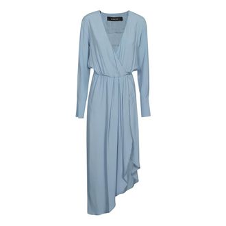 Federica Tosi Kleedjes, Dames, Blauw, L, Ceruleo Lange Mouw Jurk