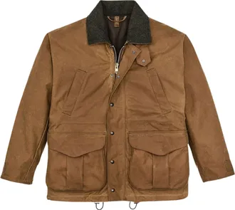 Filson Lined Tin Cloth Field Jacket with Adjustable Cuffs and Multiple Pockets