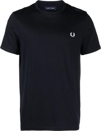 Fred Perry logo-embroidered cotton T-shirt - men - Cotton - L - Blue