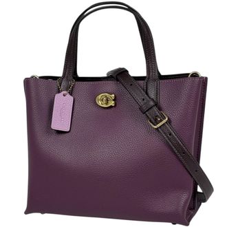 Coach Purple Leather Tote Bag (Pre-Owned)