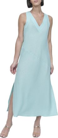 DKNY V-Neck Panel Linen Dress