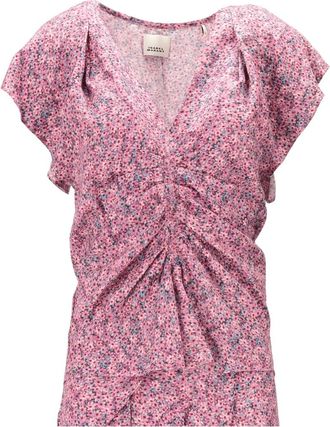 Isabel Marant Pink Floral V Neck Top