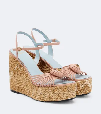 Valentino Garavani Coeur Royal leather espadrille wedges