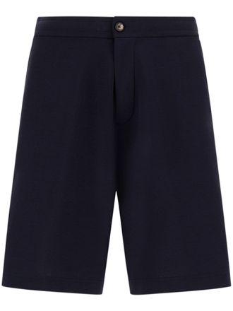 Herno Tailored Blue Shorts with Button Closure and Welt Pocket