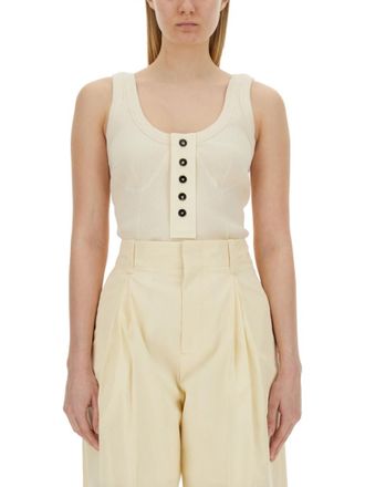 Bottega Veneta White Scoop Neck Top