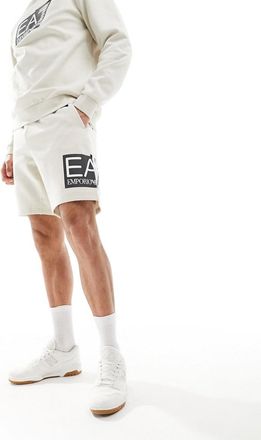 Emporio Armani Armani - EA7 - Pantaloncini della tuta beige con logo laterale grande in coordinato-Neutro