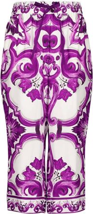 Dolce & Gabbana Pantaloni a palazzo con stampa Maiolica - Viola