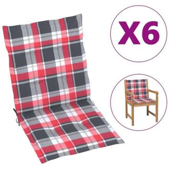 vidaXL Vidaxl - Cuscini per Sedia 6 pz a Quadri Rossi 100x50x3cm Tessuto Oxford