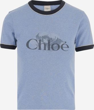 Chloé Light Blue Cotton T-shirt