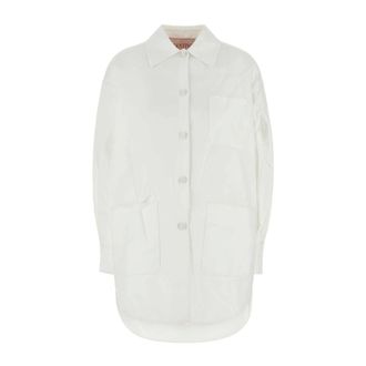 Valentino Garavani Light Jackets, female, White, Size: 3XS Cotton Blend Oversize Jacket