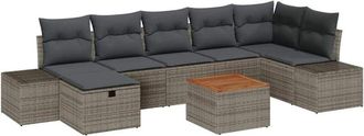 vidaXL Vidaxl - Conjunto De Sof&aacute; De Jard&iacute;n Con Coj&iacute;n 8 Pcs Gris Polirat&aacute;n