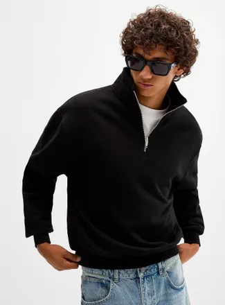 Djab Mens Heavy fleece quarter-zip sweatshirt DJAB 101 Relaxed fit