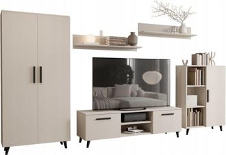 OEM Mueble De Pared Color Cachemir Negro, Conjunto De Muebles De Sal&oacute;n Nord De Estilo Escandinavo