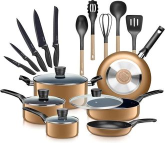 SereneLife Serenelife 20Pc Gold Cookware Set