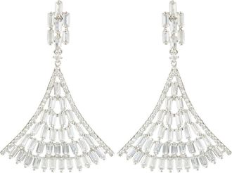 Latelita London Baguette Fan Tail Earrings Silver