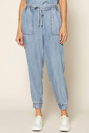 Skies Are Blue Clothing Chambray Jogger In Blue