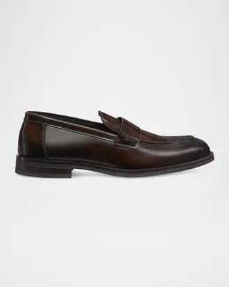 Stuart Weitzman Men & apos;s Club Brushed Leather Slip-On Loafers