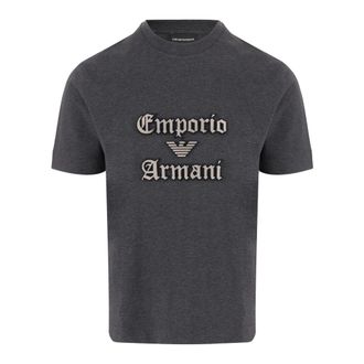 Emporio Armani Katoenen T-shirt met Logo - Heren - T-shirts - Grijs - M - Katoen - Tops