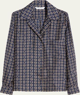 Max Mara Disco Geometric-Print Silk Twill Shirt