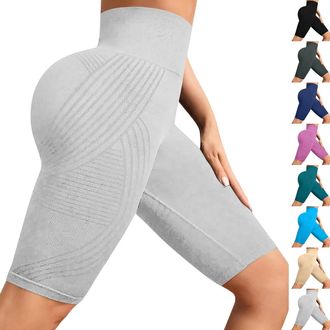 Generic Cocila Gym Leggings for Women Shorts Hip Lifting Fitness Yoga Pants Stretch Workout Cycling Tight High Waisted Summer Textured Scrunch Bums Slim Fit S