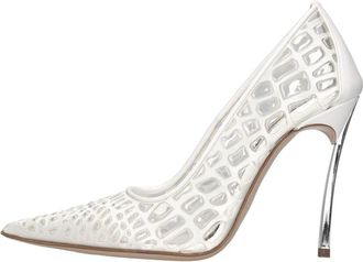 Casadei Plexi en leren pumps met stilettohak - Dames - Pumps - Wit - 37 EU - Leer - Schoenen