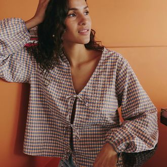 La Redoute Collections Geruite tie-dye blouse met V-hals